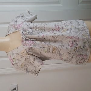 Alice In Wonderland Scrub Top